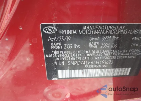 2020 Hyundai Elantra Se из США, поврежденный, VIN 5NPD74LF6LH491623